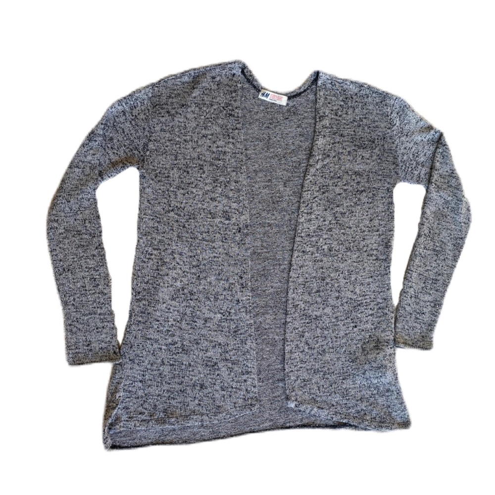 H&M knit cardigan open front gray 12-14Y